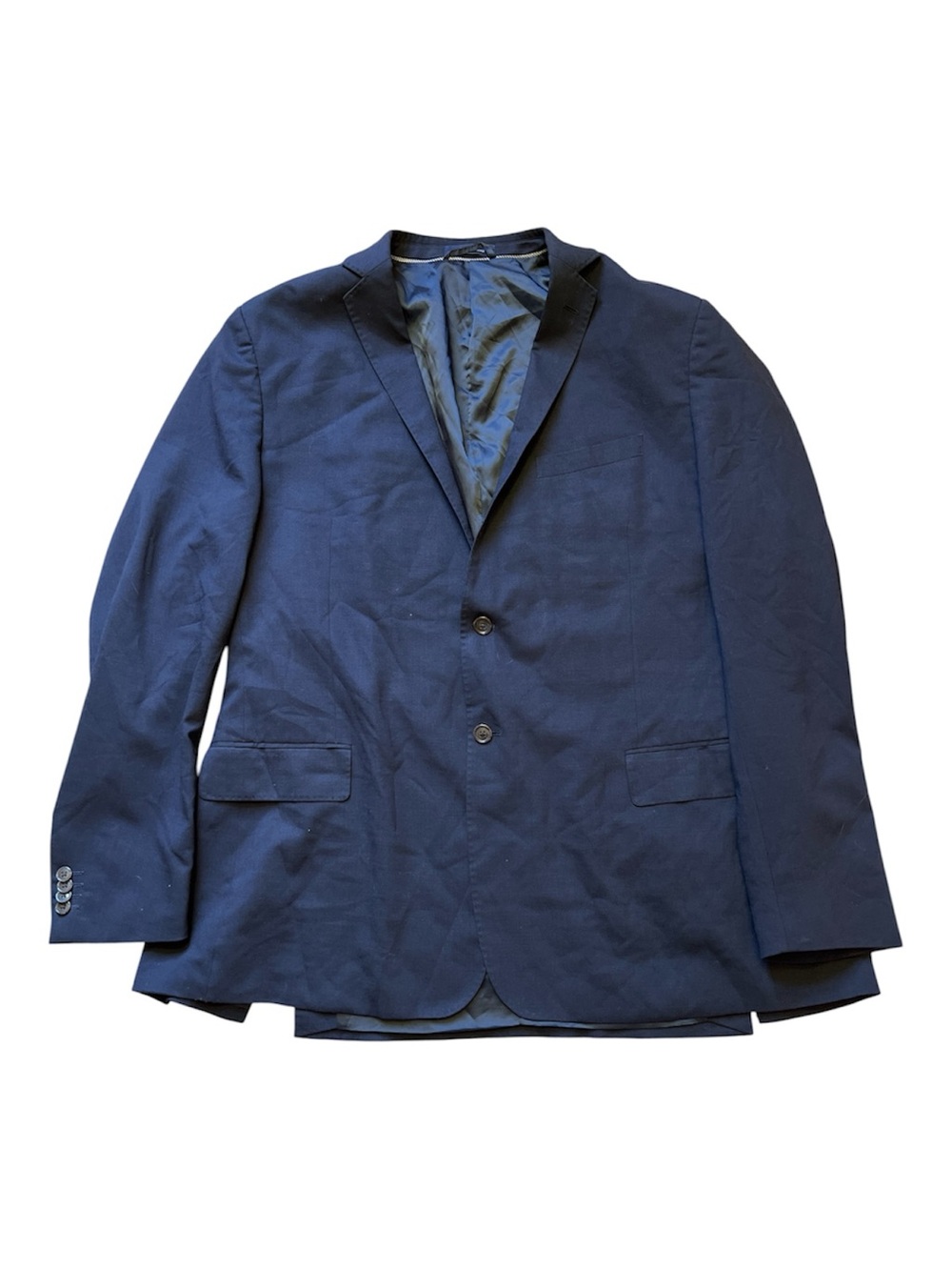 Lands' End Navy Blue Wool Blend Stretch Blazer Suit Jacket Mens 48 Long 48L⁠